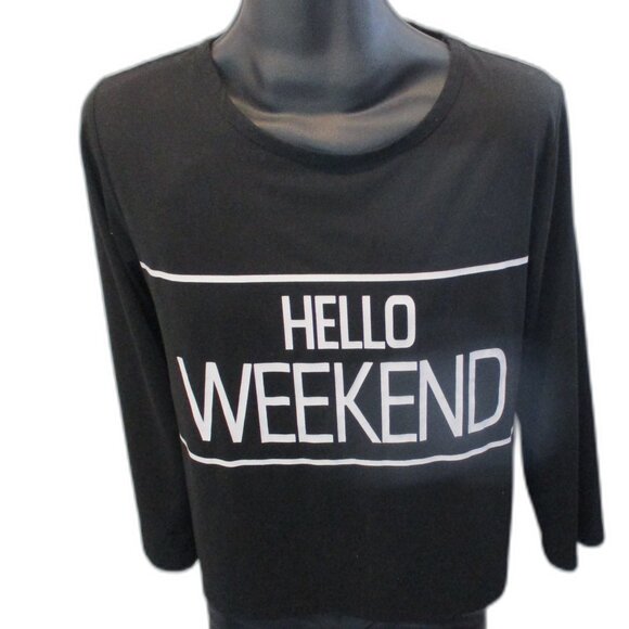 ๐ค HELLO WEEKEND Black Long Sleeve Tee (Size L) - Picture 1 of 7